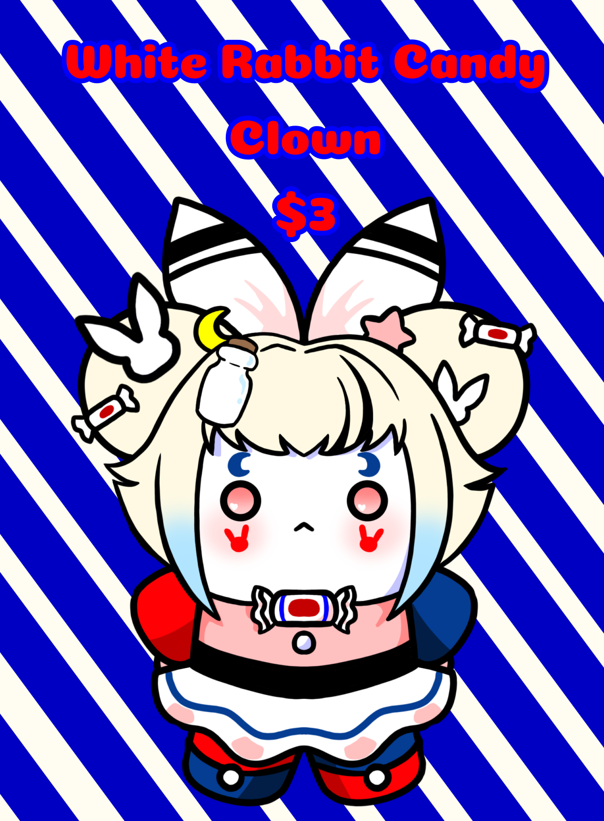 Rabbit Candy Clown Stickers