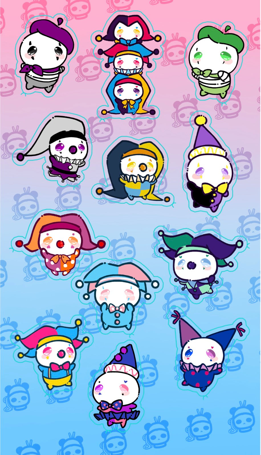Lovely Clowns on Parade Sticker Sheet